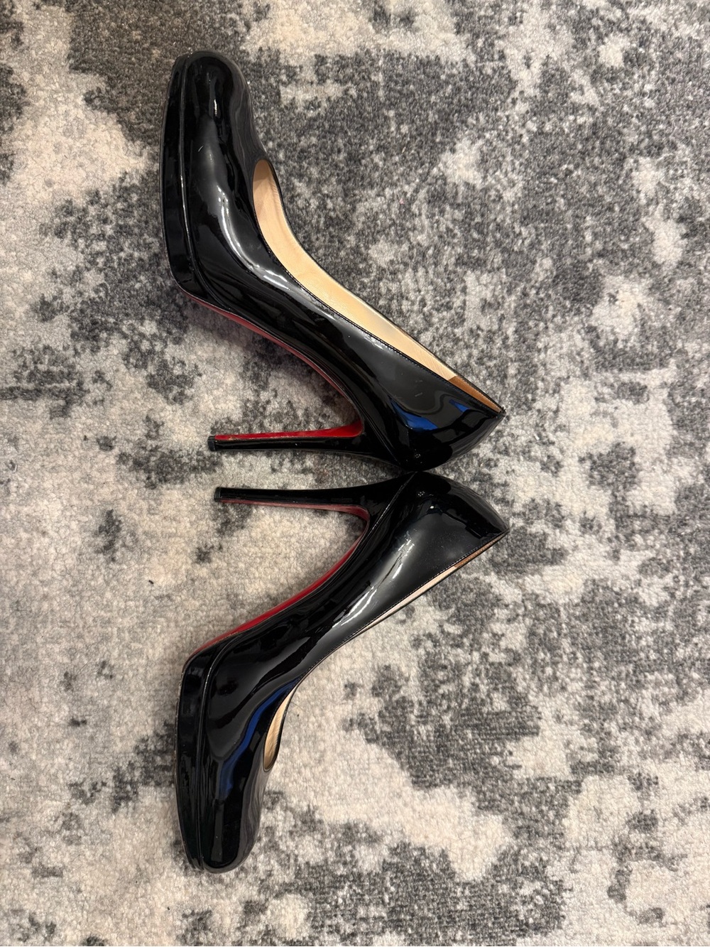 Christian Louboutin Black Patent Stiletto Pumps with Red Soles